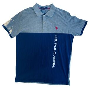 U.S. Polo Assn. Two-Tone Navy and Heather Gray Polo with Logo